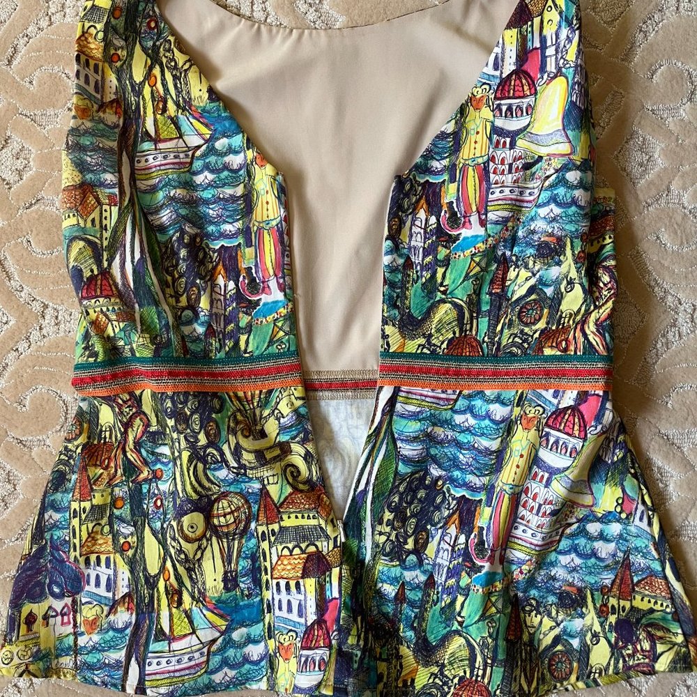 Weston Women's Large Peplum Sleeveless Multicolored Top - Picture 5 of 13